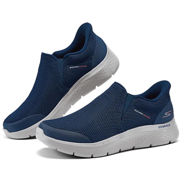 Skechers Slip-Ons Thick Sole Soft Elastic Comfortable Walking Shoes Shock Absorbing Wear-Resistant Low-Top Casual Shoes Men sneakers 216333-NVY