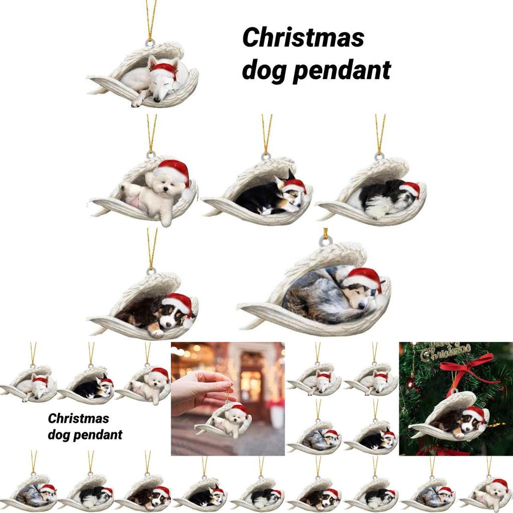 Adorable Cartoon Style Car Pendant Decor Angel Dog Design Acrylic Material 8*6cm/3.1*2.4in