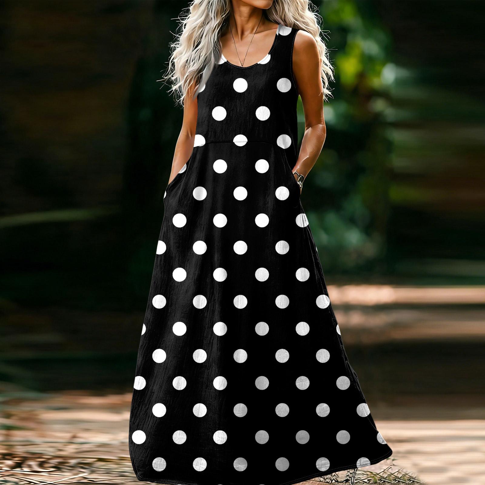 

Жіноча повсякденна модна сукня без рукавів з U-подібним вирізом XXL чорний