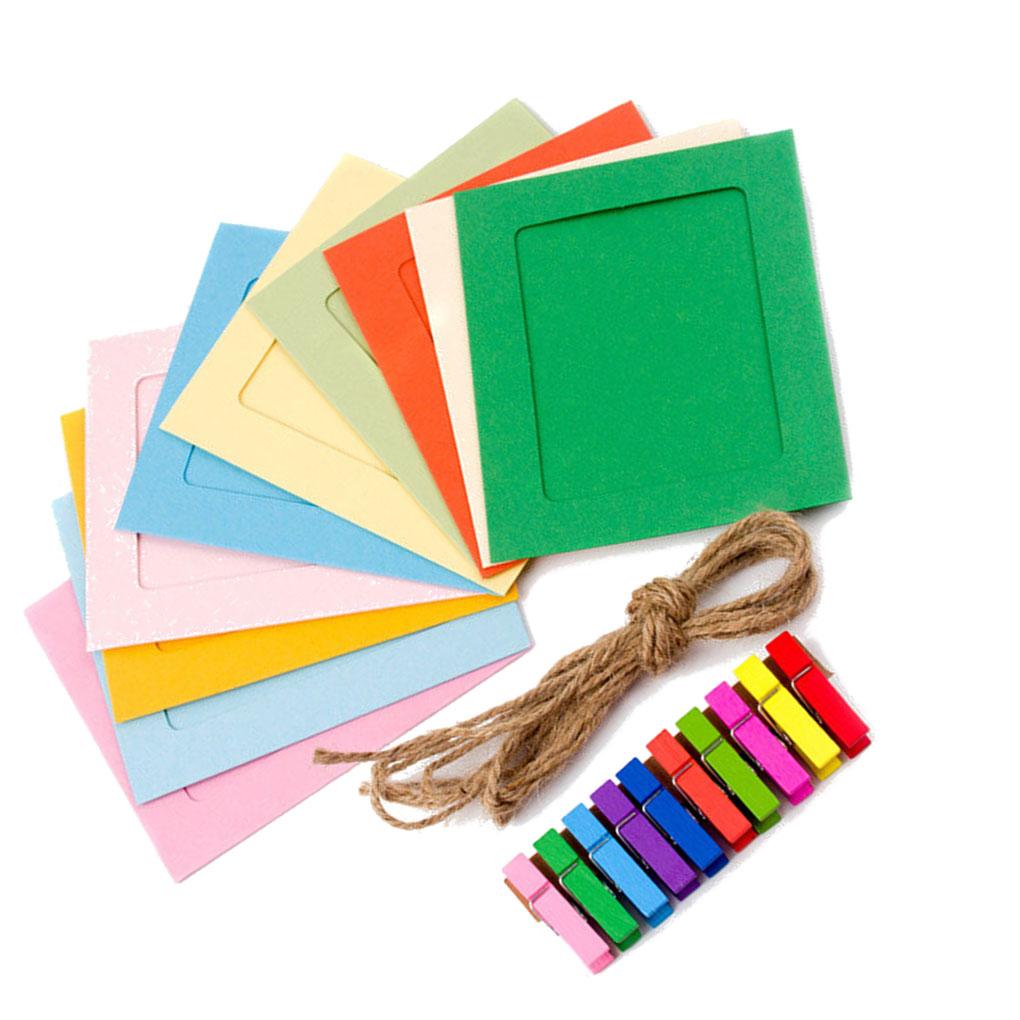 KOGOTA 10pcs Colorful Paper Photo DIY Wall String Clip Picture Hanging Album Frame Party Decorations
