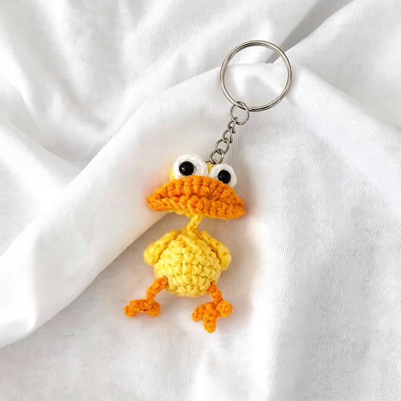 Cute Sausage Mouth Duck Crochet Keychains Knitted Keyrings Funny Crochet Duck Keychain For Bag Pendant Accessories