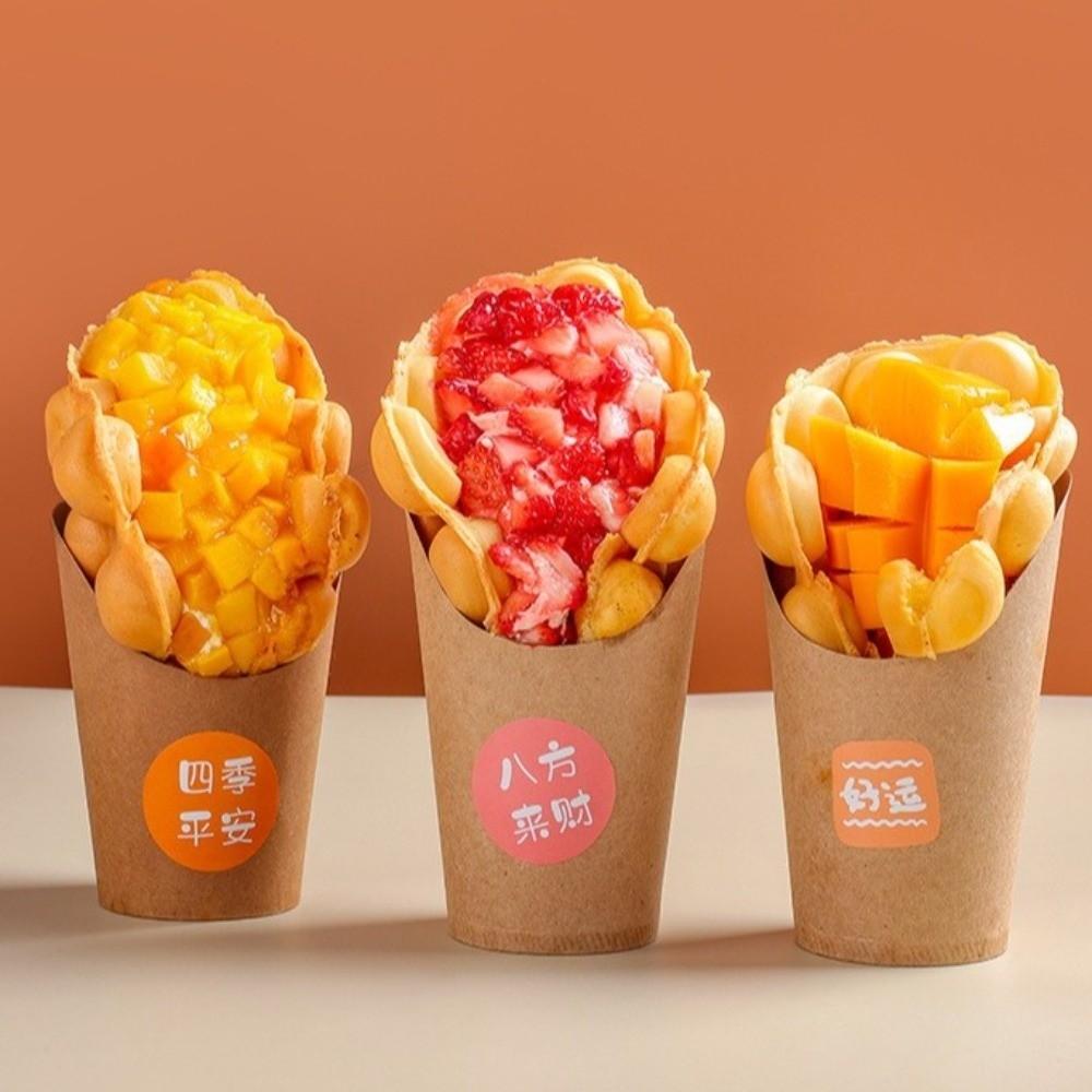 50PCS Thickened Egg Waffle Paper Cup Water Proof Take-out Snack Boxes  Kitchen Use