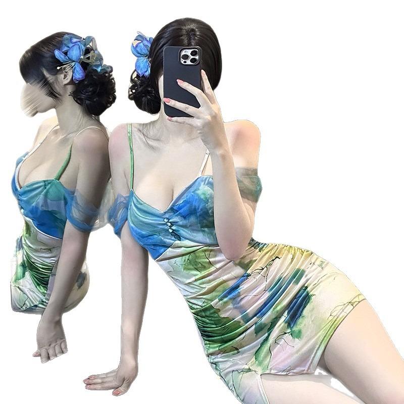 Pure desire sexy suspender sexy underwear new summer spice girl style printing tight and thin nightclub hip skirt women