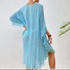 Loose Swimsuit Cover Up Dress Hollow Out Beachwear Shirt Fashion Summer Sunscreen Smock  for Women