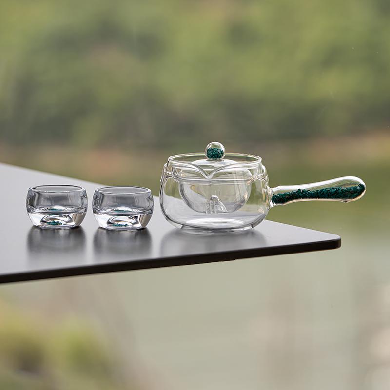 

Crystal Glass Creative Turquoise Teapot High Temperature Resistant Kettle Portable Luxury Tea Maker Brewing Pot for Home Office 401-500ml