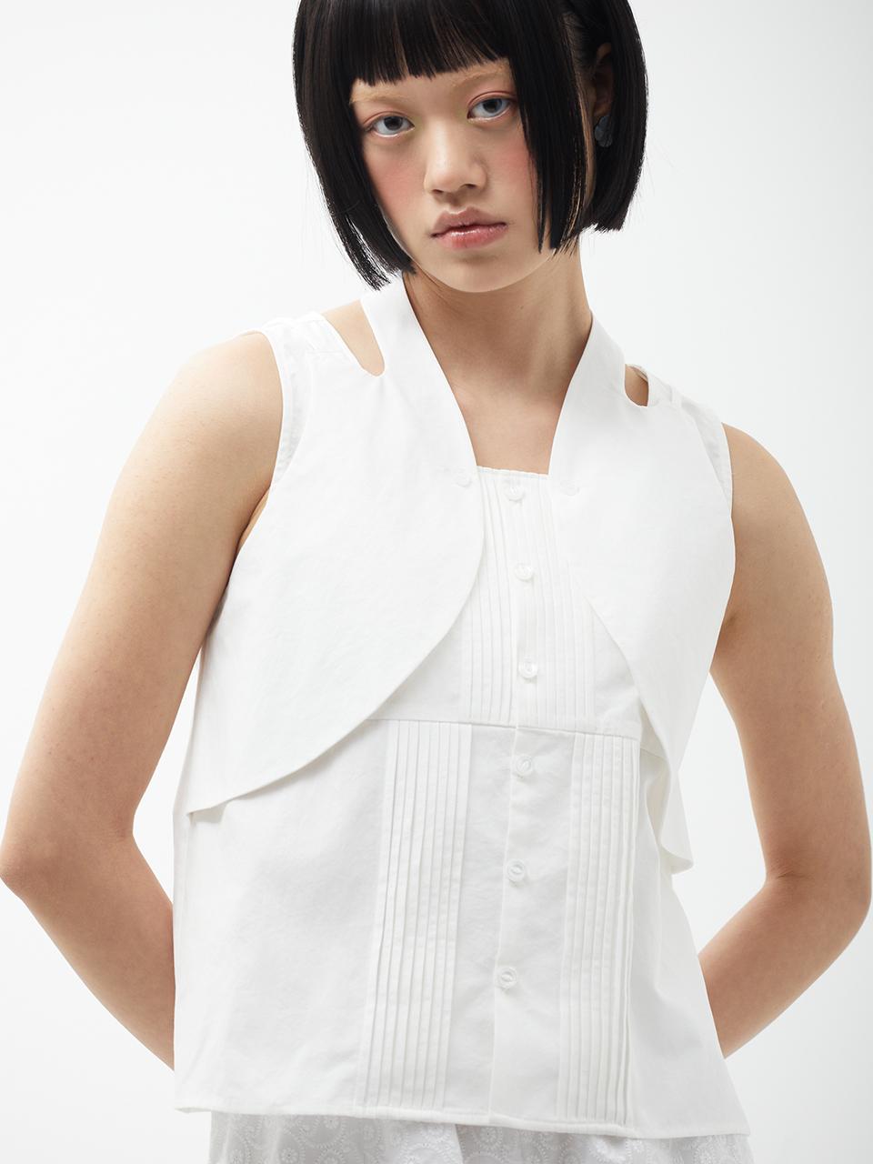 Es Mier Double Vest Blouse (White)