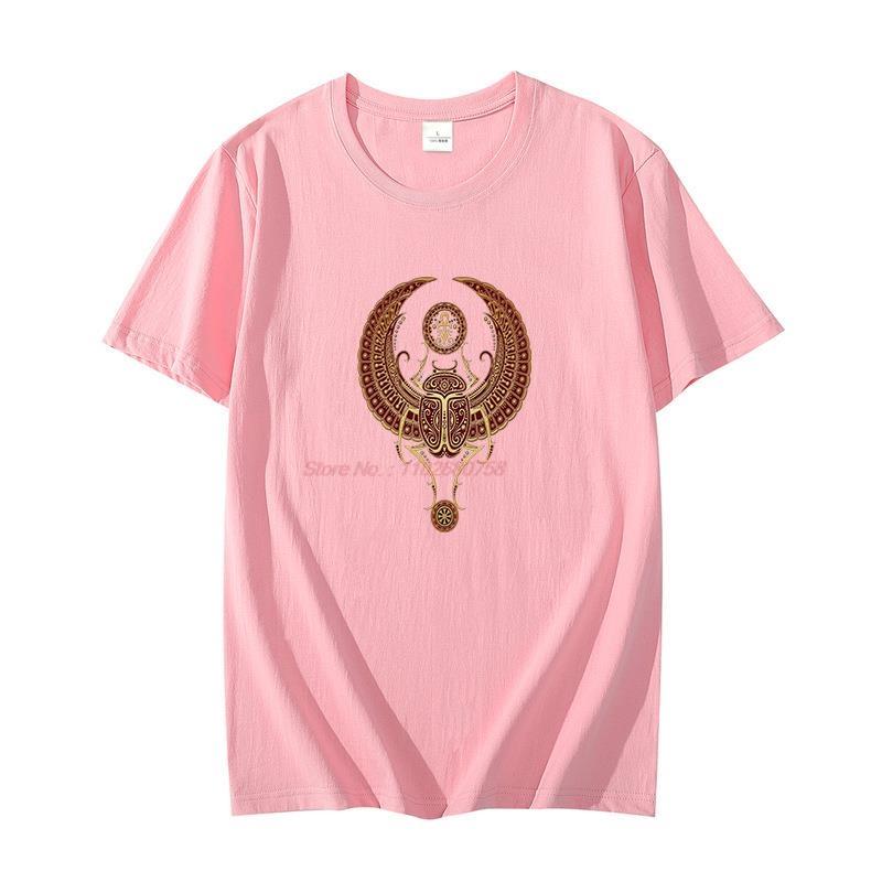 Classic T Shirt For Unisex Graphic T Shirts Red Winged Egyptian Scarab With Ankh Oversized Tshirt Cotton Tshirt Unisexs Clothing