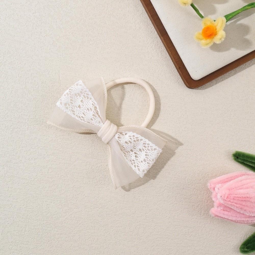 Soft Baby Nylon Headband Lace Bow Ponytail Hair Tie Bowknot Hair Bands  For Baby Girls Children