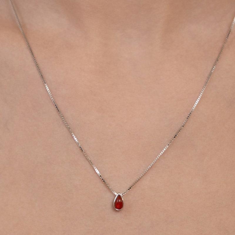 TATIANA (925 Silver) Mini Waterdrop Pendant Necklace NZ2516 Red