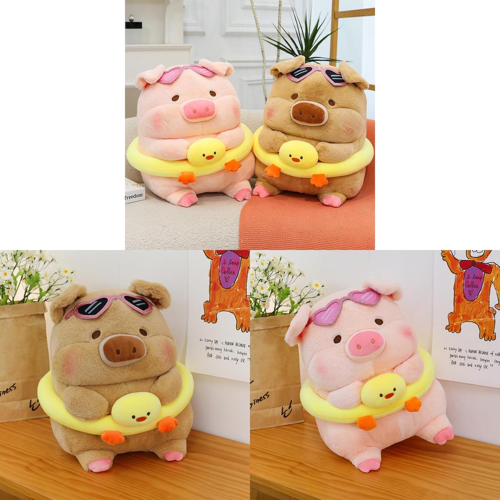 Cartoon Plush Toy Pig With Swimming Ring Cute Animal Soft Doll Gift For Kids