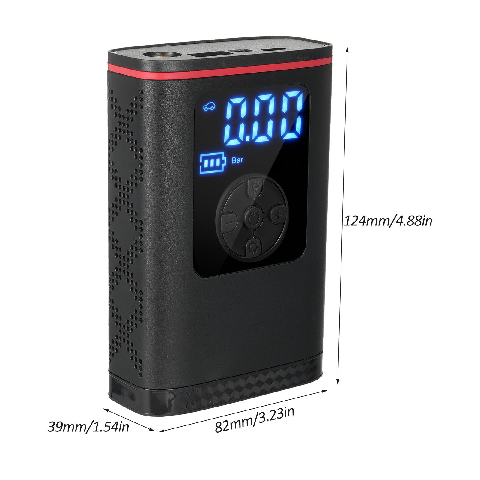 

Tire Inflator Portable Electric Pump for Car Tires with 6000mAh(3000mAh * 2) Battery Capacity LCD Display 150PSI 7.4V Electric