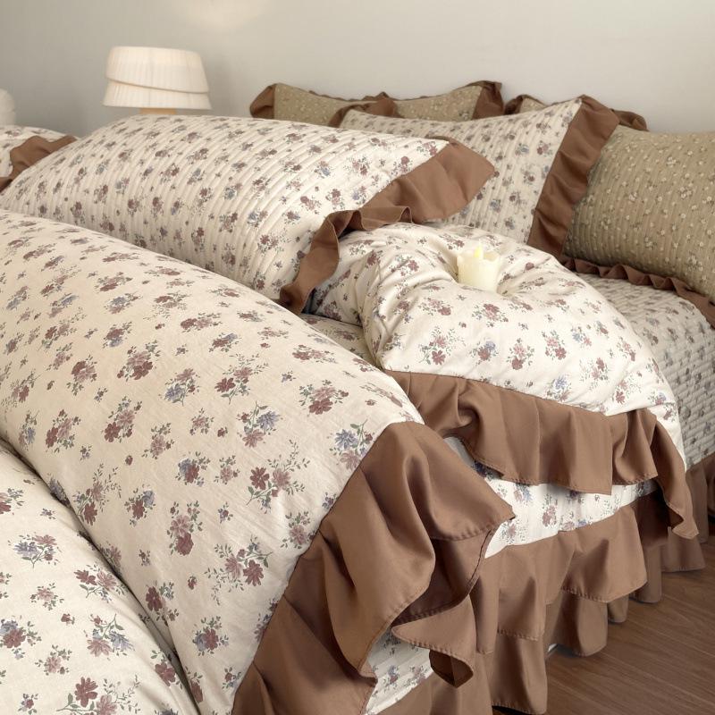 Spring/Summer Small Floral Lace Bedspread Set: 4-Piece, Skin-Friendly, Soft Imitation Cotton for Single Bed