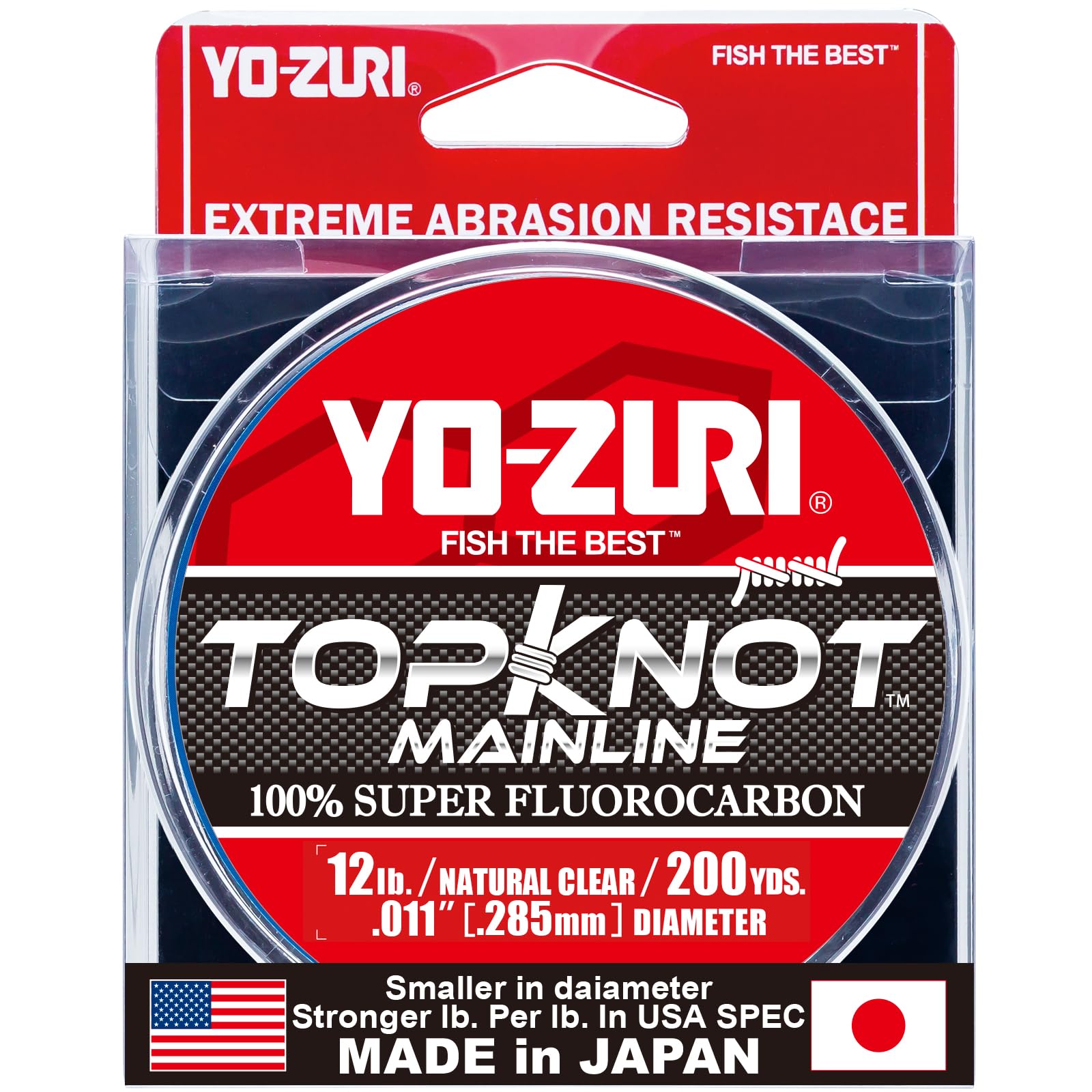 

Fluorocarbon Line Top Knot Main Line 200 YDS 12 Lbs Clear YO-ZURI Color чистый