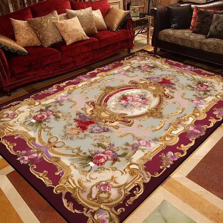European Floral Carpets for Living Room Sofas Big Size Luxury Rugs Decoration Bedroom Carpet Home Floor Mat Tapis Salon