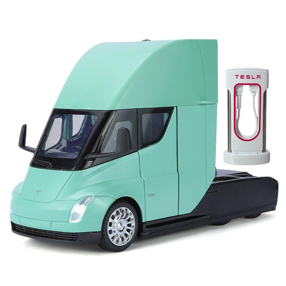 Tesla Semi Electric Truck 1:24 Die-cast Large Alloy Pull-Back Model Car, 04 Green
