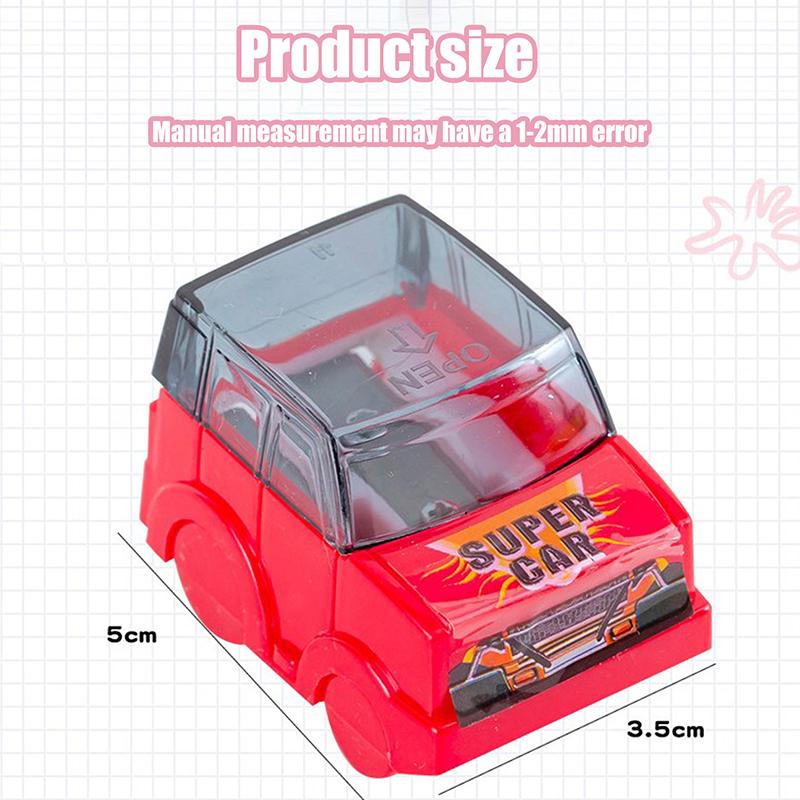 2Pcs Cute Cartoon Car Model Double Hole Pencil Sharpener Children Pencil Sharpener Student Stationery School Supplies Gifts