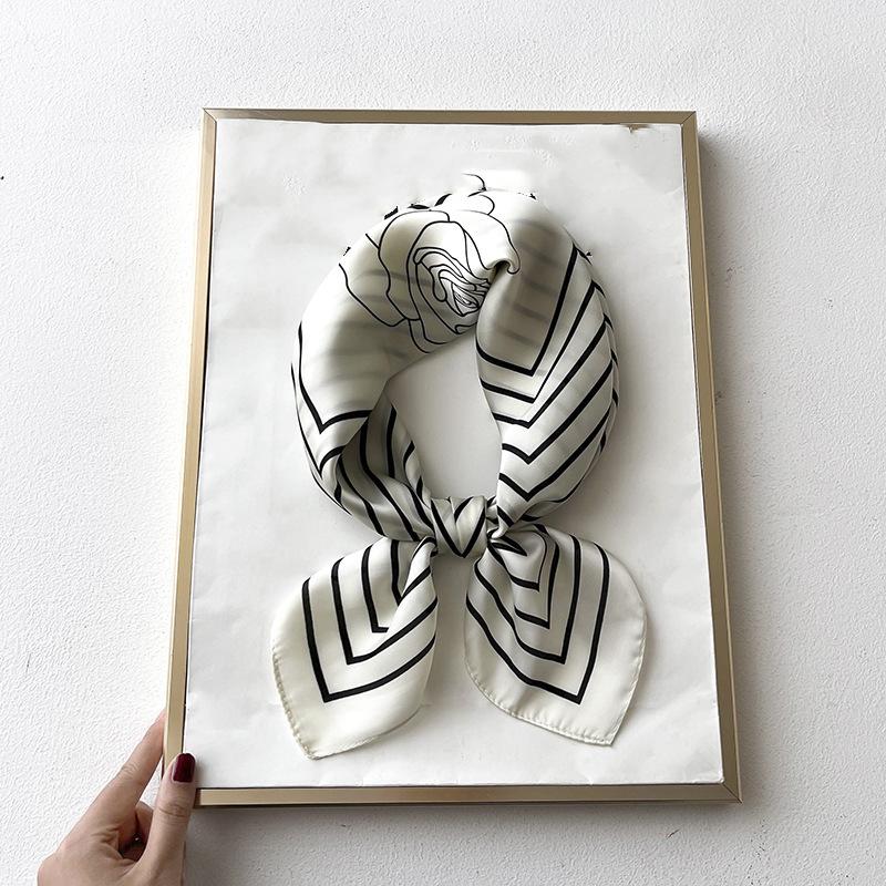 Silk Feeling Scarf Square Satin Head Scarf for Women