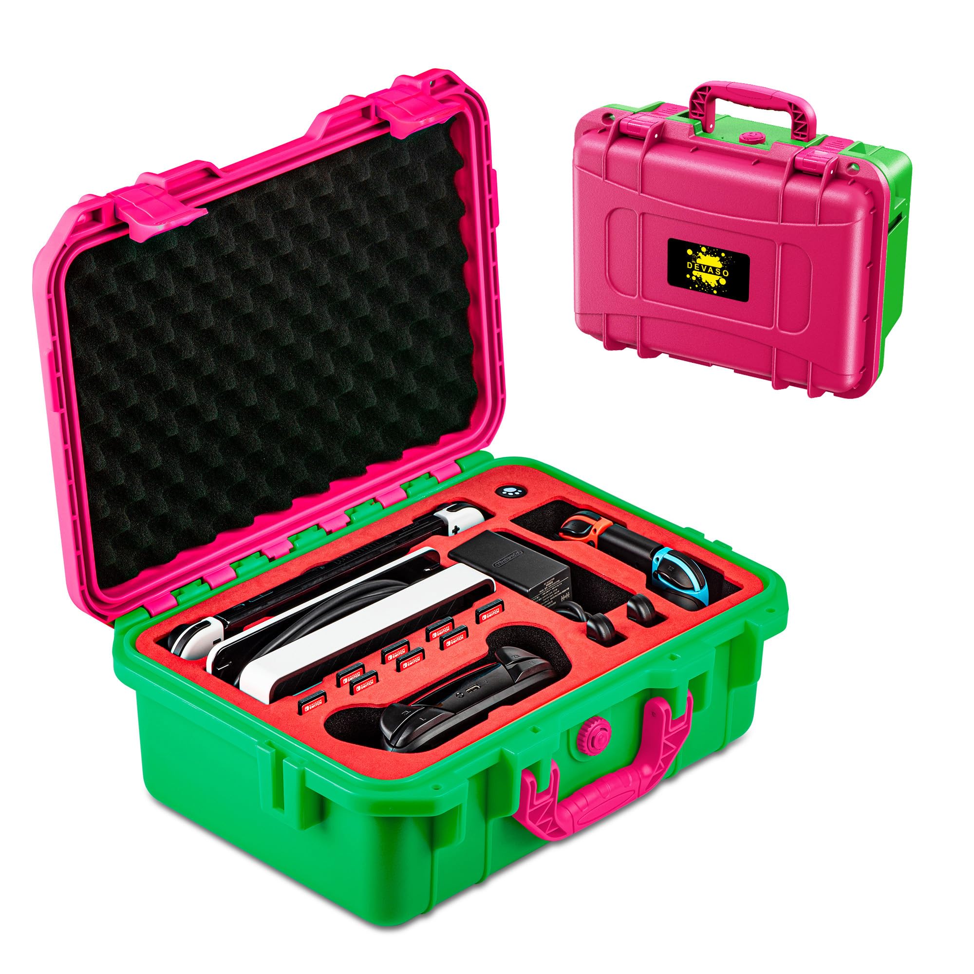 

Чехол для Nintendo Switch/Switch OLED, водонепроницаемый дорожный чехол с мягкой подкладкой, жесткий чехол для консоли Switch, контроллера Pro розовый зеленый