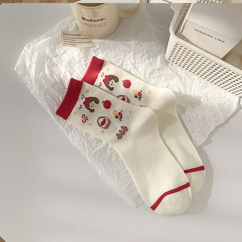 Spring And Autumn Fairy Tale Town Series Of Tube Socks Trendy Girl Cute Cartoon Little Red Riding Hood Stockings