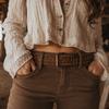 Multi Hole Studded Leather Belt Rivet Studded Retro Belt Retro Waist Belt  Jeans Pants Dress