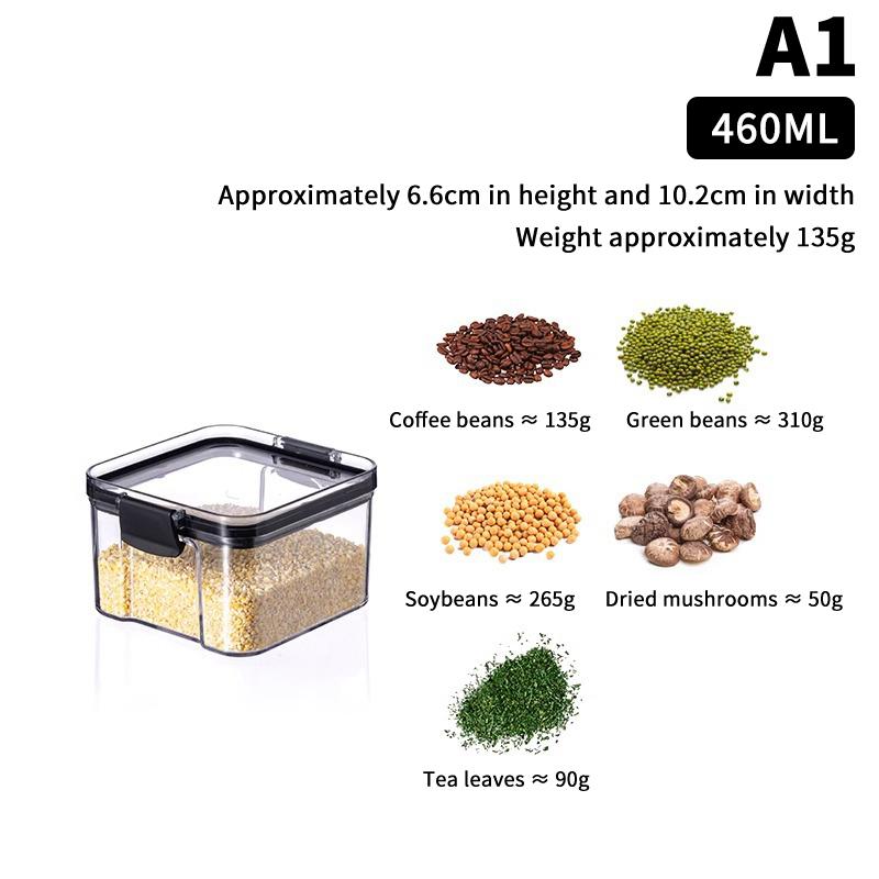 Vzduchotěsná plastová dóza na potraviny Průhledná na cereálie, bonbóny, sušené potraviny Nádoby do lednice Domácí kuchyně