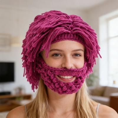 Wollen Hoed met Afneembare Baard Warm Comfortabel Punk Stijl Hoed Halloween Kerstfeesten Cosplay Accessoire
