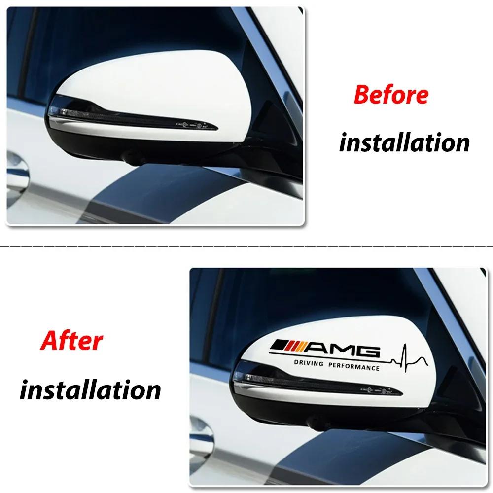2pcs Car Styling KK Car Rear Mirror Stickers Decals For Mercedes Benz A B C E S CLA GLA GLC GLB GLE ML R GLK Class AMG W205 C117 BD1