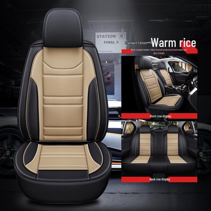 2025 Universelles Voll-/Halbwickel Leder Cartoon Autositzkissen für alle Jahreszeiten