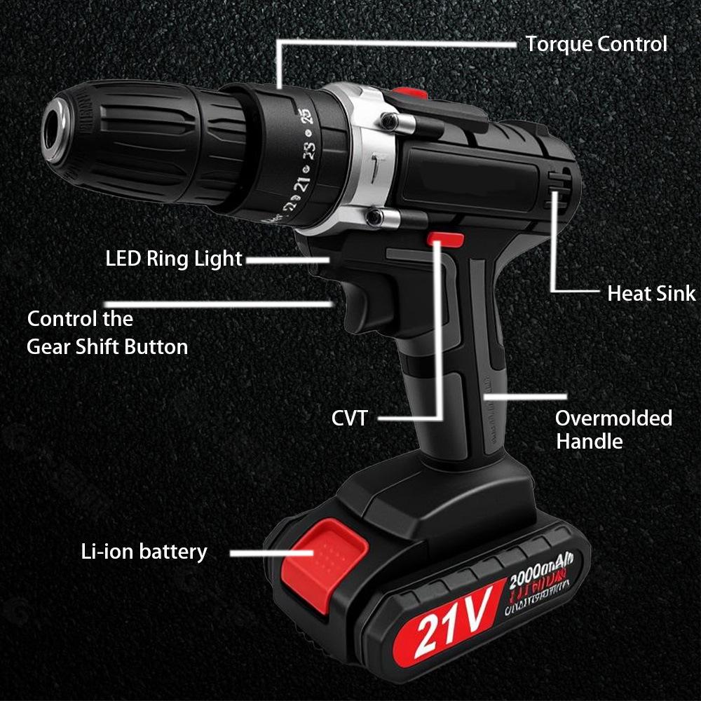 Cordless Rechargeable Dual-Speed Portable Hammer Drill