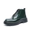 Fashion Shiny Leather Men's Boots Side Zipper Business New Style Comfortable High Top Mens Casual Shoes Classic Design Thick Soled Shoes