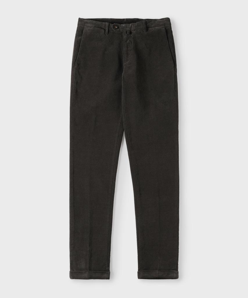PANICALE Dark Brown Regular Slim Fit Textured Cotton Pants
