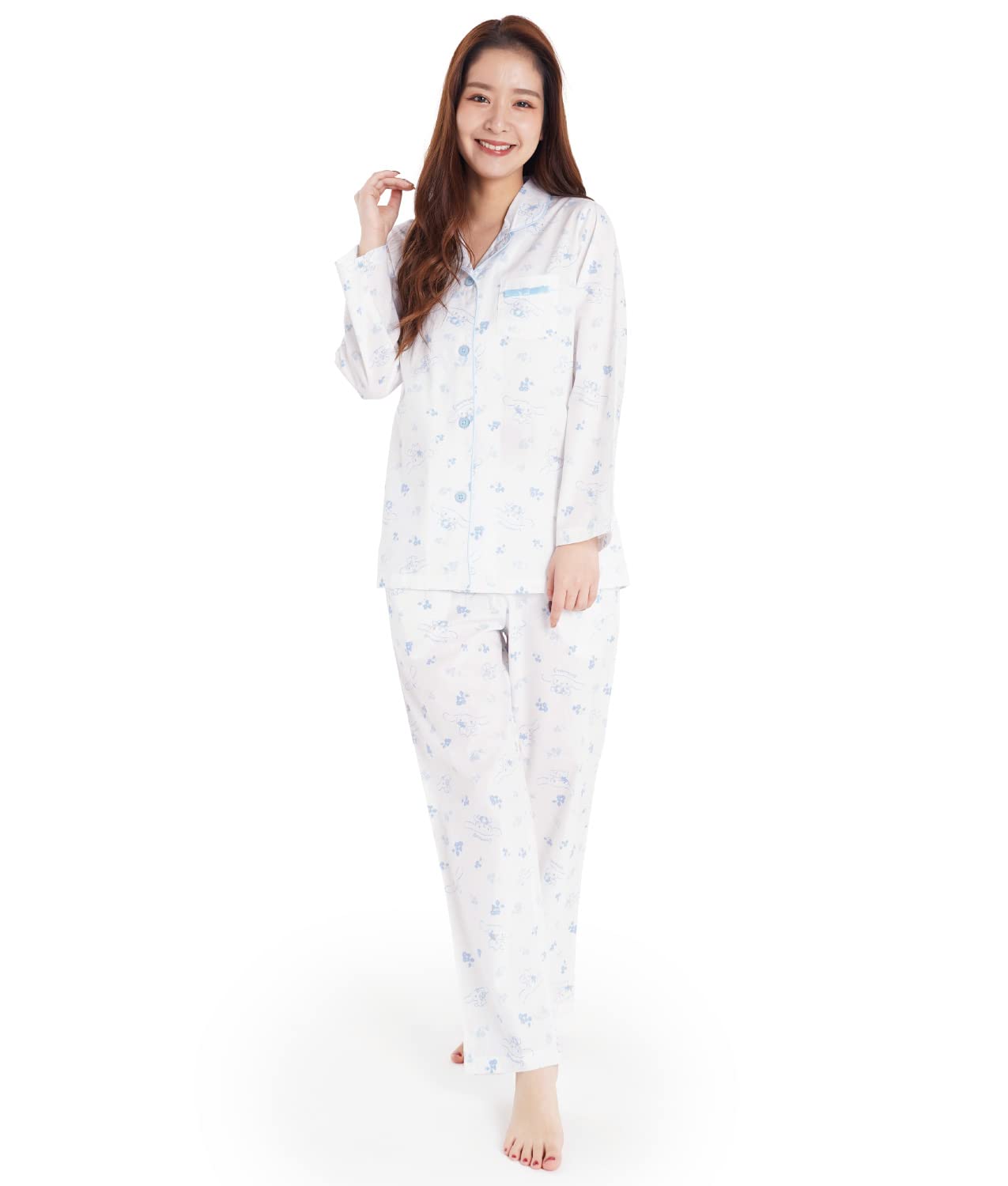 

Full flower Cinnamoroll shirt pajamas drawstring size L (with pouch) WT, Women s SAN-1655 белый