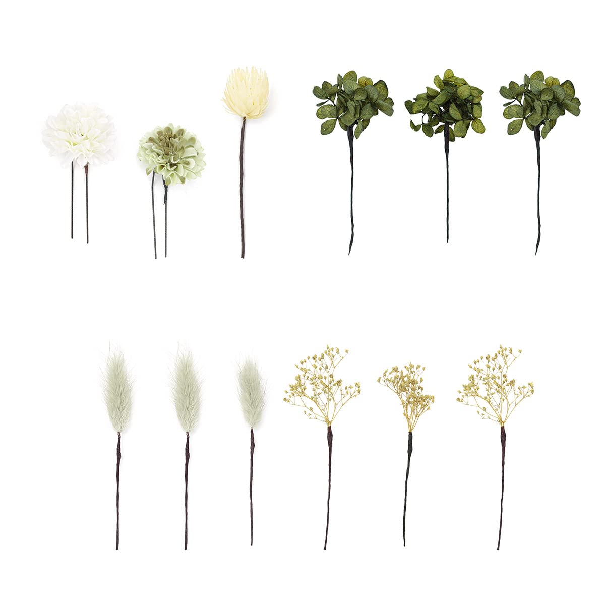 

SOUBIEN Ceremony Hair Ornament Set for and Includes Dried and Size Muted Green Coming-of-Age (12 pieces) Furisode, Graduation, Hakama. Flowers, Baby s