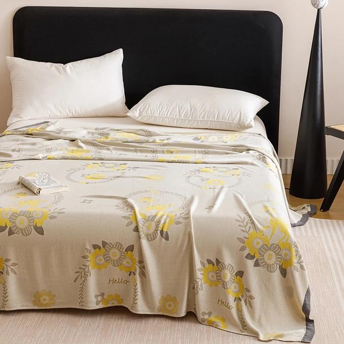 2025 New Smooth Bamboo Fiber Jacquard Multifunctional Double-layer Gauze Cold Blanket Towel Quilt