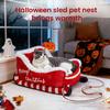 Weihnachtsschlitten Haustierbett Lustiges Flauschiges Weihnachtsmannschlitten Hundebett Abnehmbares Plüsch-Haustiersofa-Bett mit Rutschfester Unterseite für Katzen Hunde Feiertagsdeko