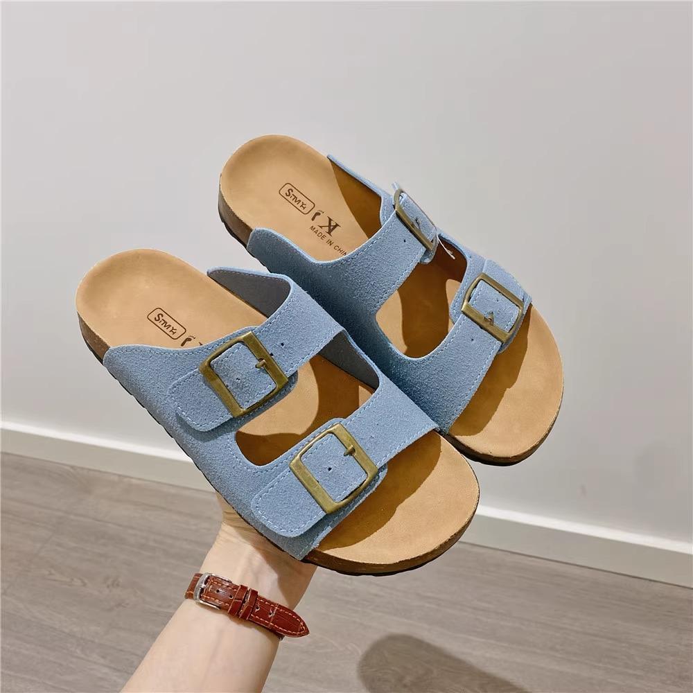 

French fashion lazy Birkenstock sandals women s summer wear 2025 new versatile thick-bottomed high-end casual slippers 35