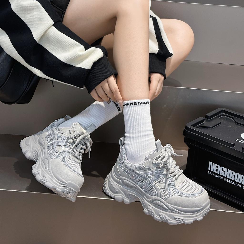 Leather Daddy Shoes Women's Autumn 2025 New Breathable Versatile Thick-soled Height Increasing Casual Lightweight Fashion Sports Running Shoes