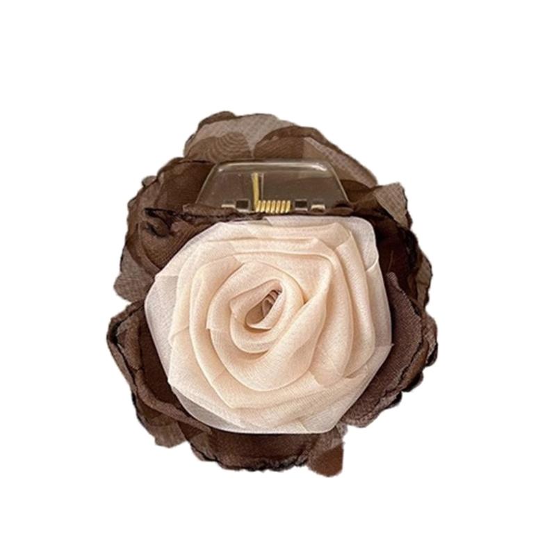Elegant Camellia Flower Hair Claw Clip Practical Plastic Hair Clamp Nonslip Hair Accessory For Women