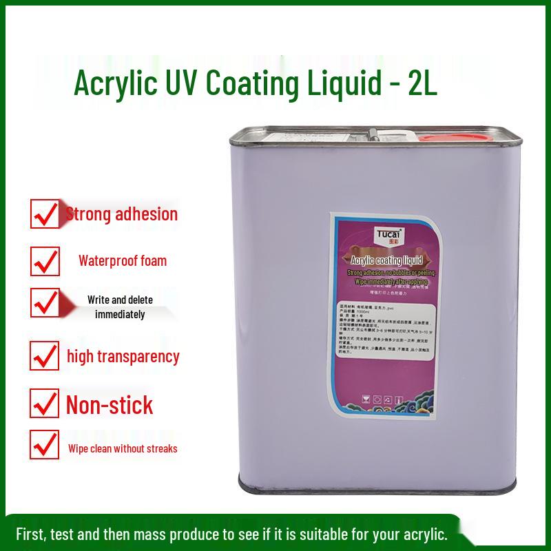 UV Coating Liquid for Acrylic, Plexiglass, Metal, and PVC Printer Adhesion