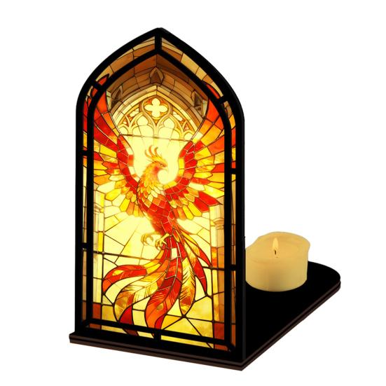 Gothic Book Nook Suncatcher Stained Glass Candle Holder Window Bookshelf Insert Diorama for Library Decor Bookish Gifts for Readers Book Lovers