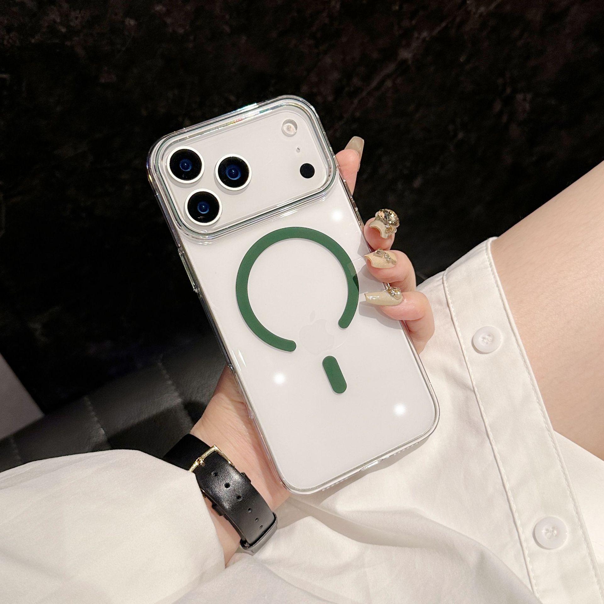 

For Apple 17 Promax Mobile Phone Case Magnetic Attraction for IPhone 16 Non-yellow Ice Transparent PC Simple Protective Cover For iPhone12Promax