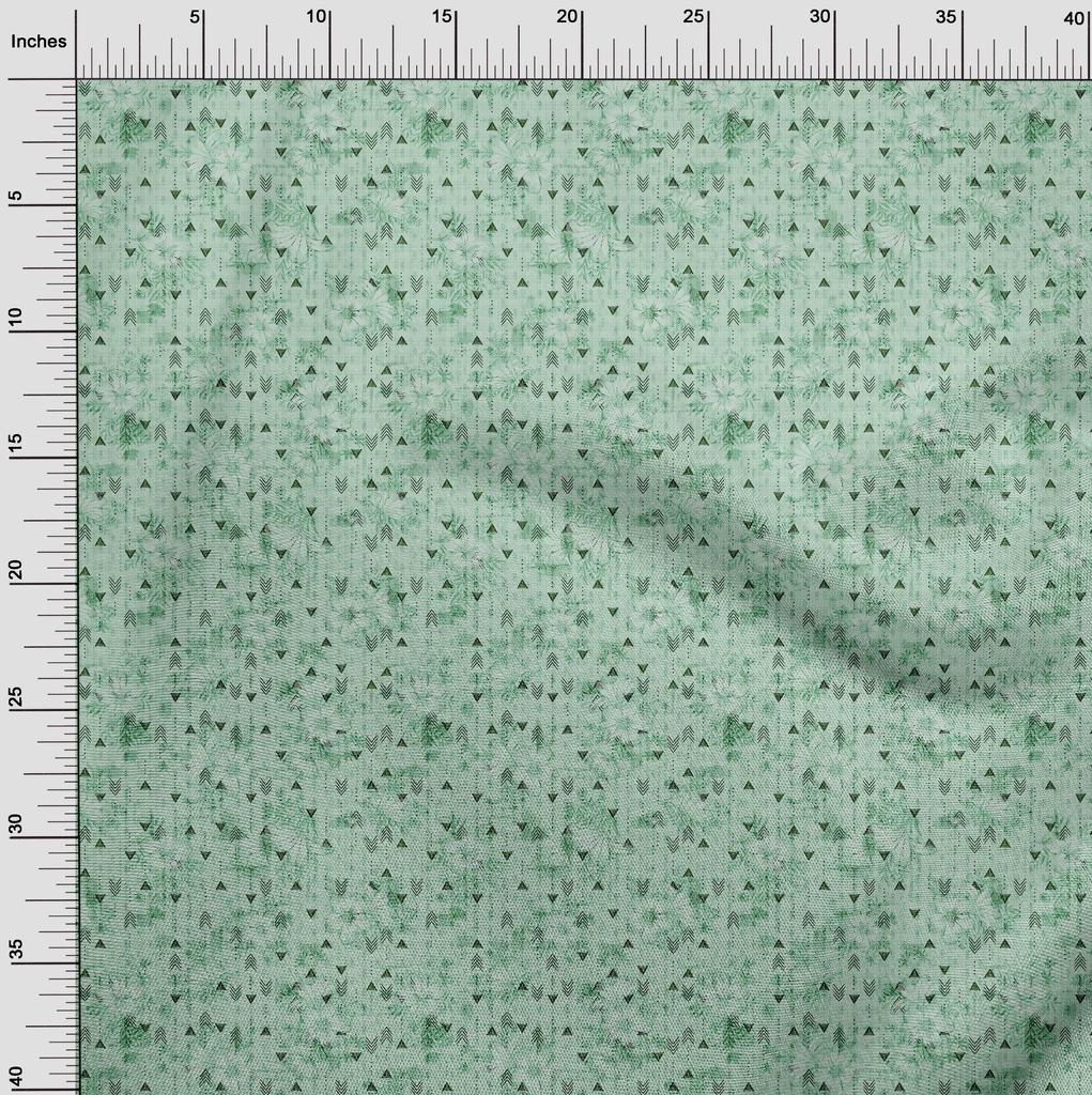 oneOone Cotton Flex Light Mint Green Fabric Texture & Triangle Geometric Craft Projects Decor Fabric Printed By The Yard 40 Inch