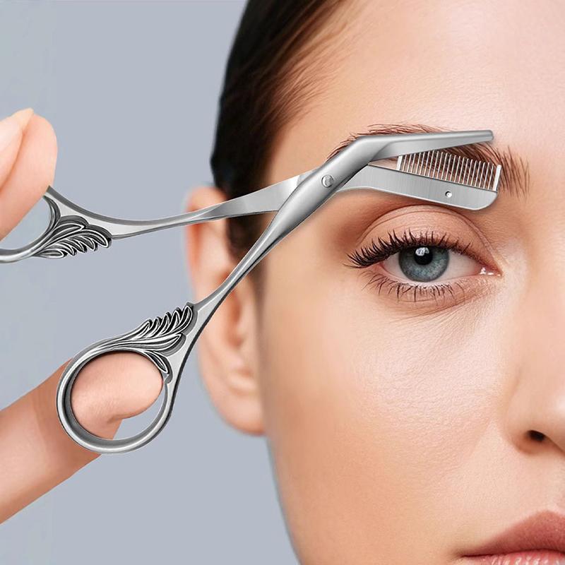 Augenbrauentrimmer Schere mit Kamm, Augenbrauenschere für Frauen, Präzisions-Augenbrauen Schneider aus Edelstahl Haarentfernung Make-up Werkzeug