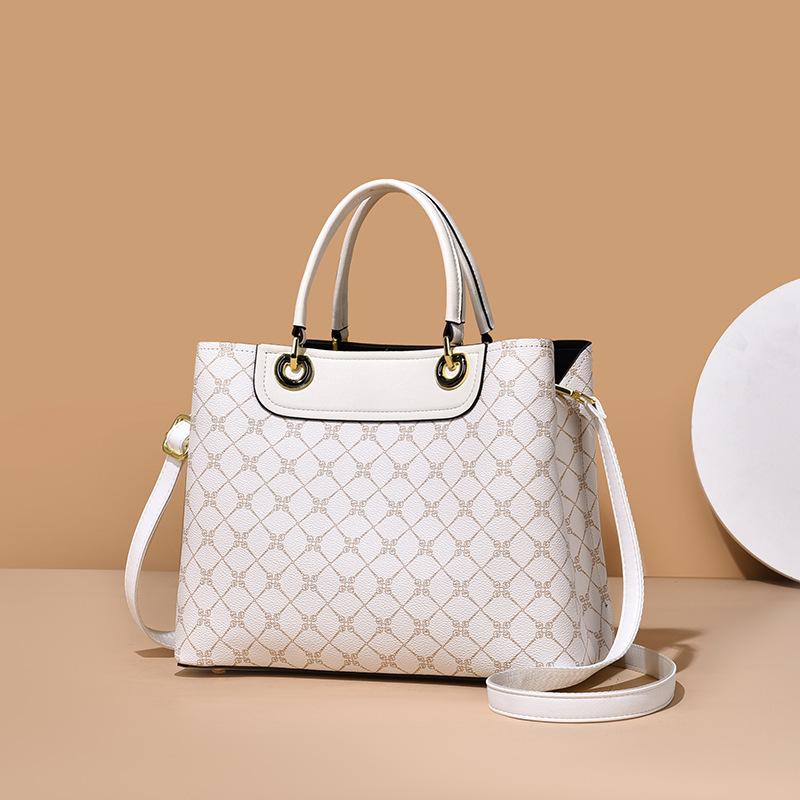 Handbag, New Middle-aged Mother Bag, High-end Feel, Large Capacity Tote Bag, Contrasting Color Printed Commuting Bag for Women