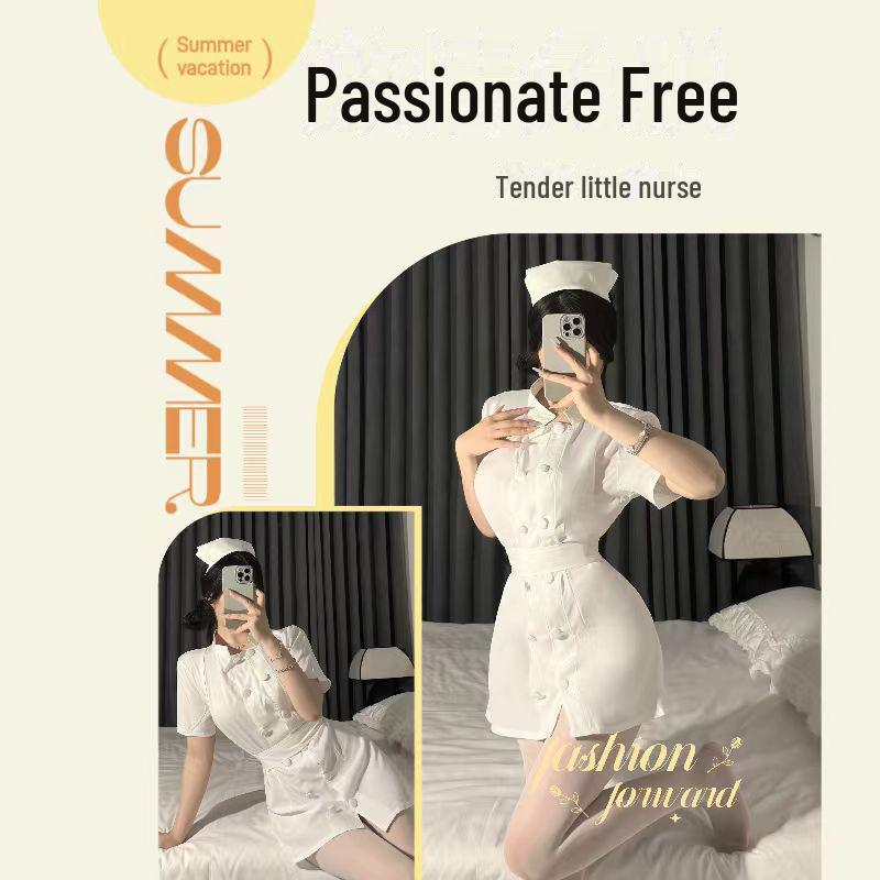 Costum de asistentă medicală mare, înger alb: Lenjerie sexy de Halloween și ținută de servitoare pentru cosplay