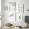 Botanical Gallery Poster Sage Green Blush Pink Leaf Sun Rainbow Canvas Wall Picture Art Abstract Boho Minimalist Decor Painting
