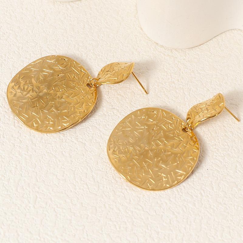 Light Luxury High-end Niche Gold Round Earrings Exaggerated Stainless Steel Marking Earrings
