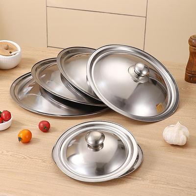 מכסה סיר עגול מנירוסטה 10-32 ס"מ, מכסה חלופי אוניברסלי למחבת, קצה חלק, בטוח לשטיפה במדיח כלים, למחבת, ווק, סיר