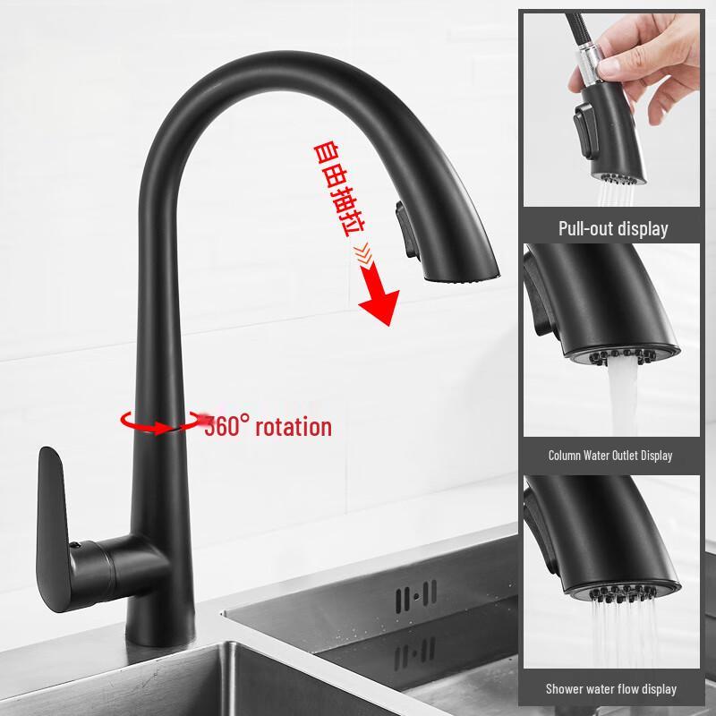 VEMUSE Gunmetal Gray Pull-Out Kitchen Faucet