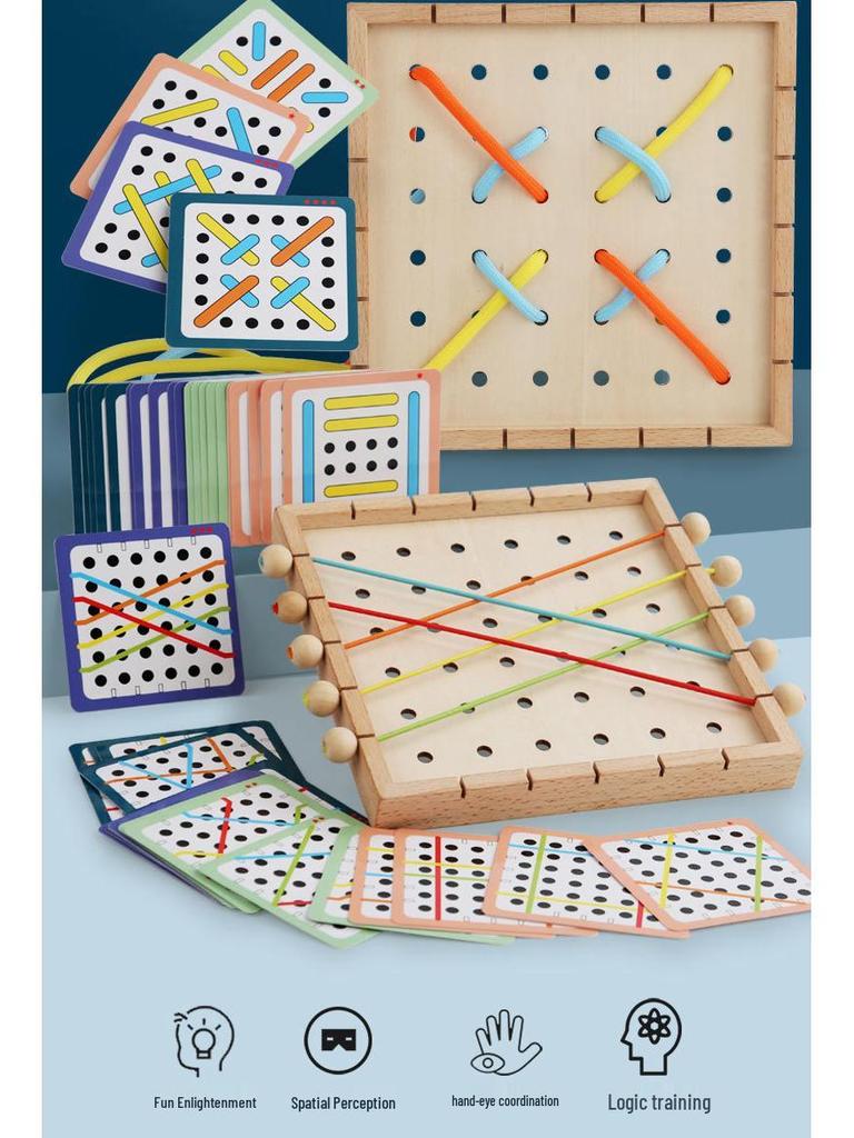 Elastic Rope Stringing Game for Preschoolers: Concentration and Logical Thinking Building Blocks